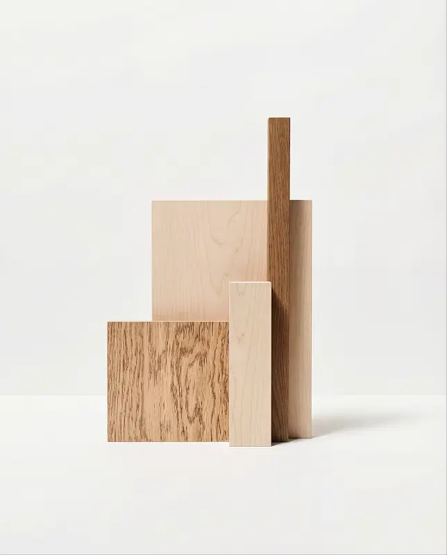 Oak samples in natural and pale finishes