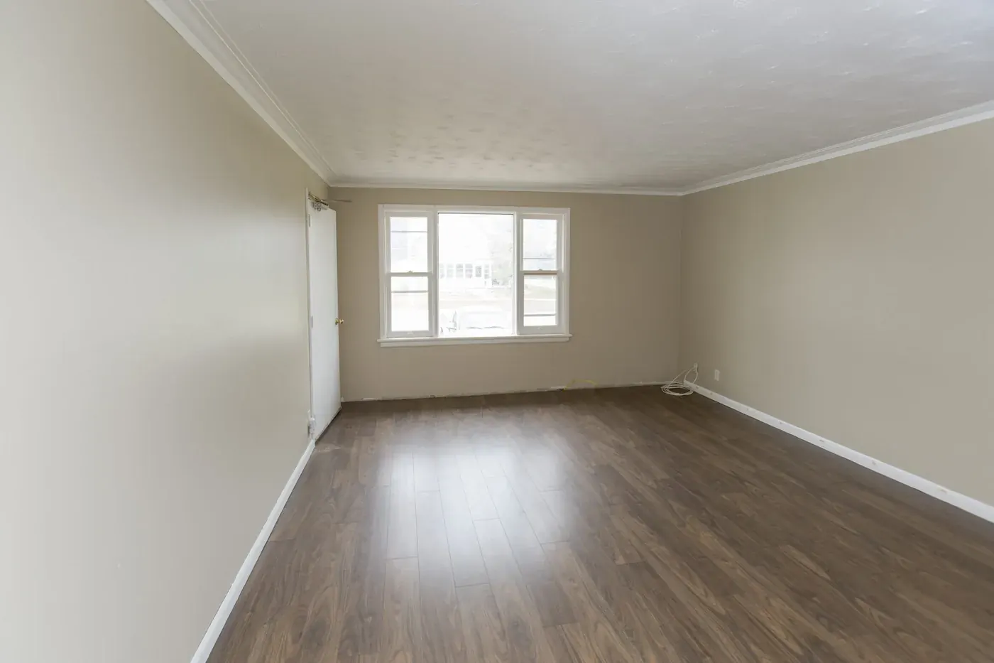 Engineered hardwood laid across a living room