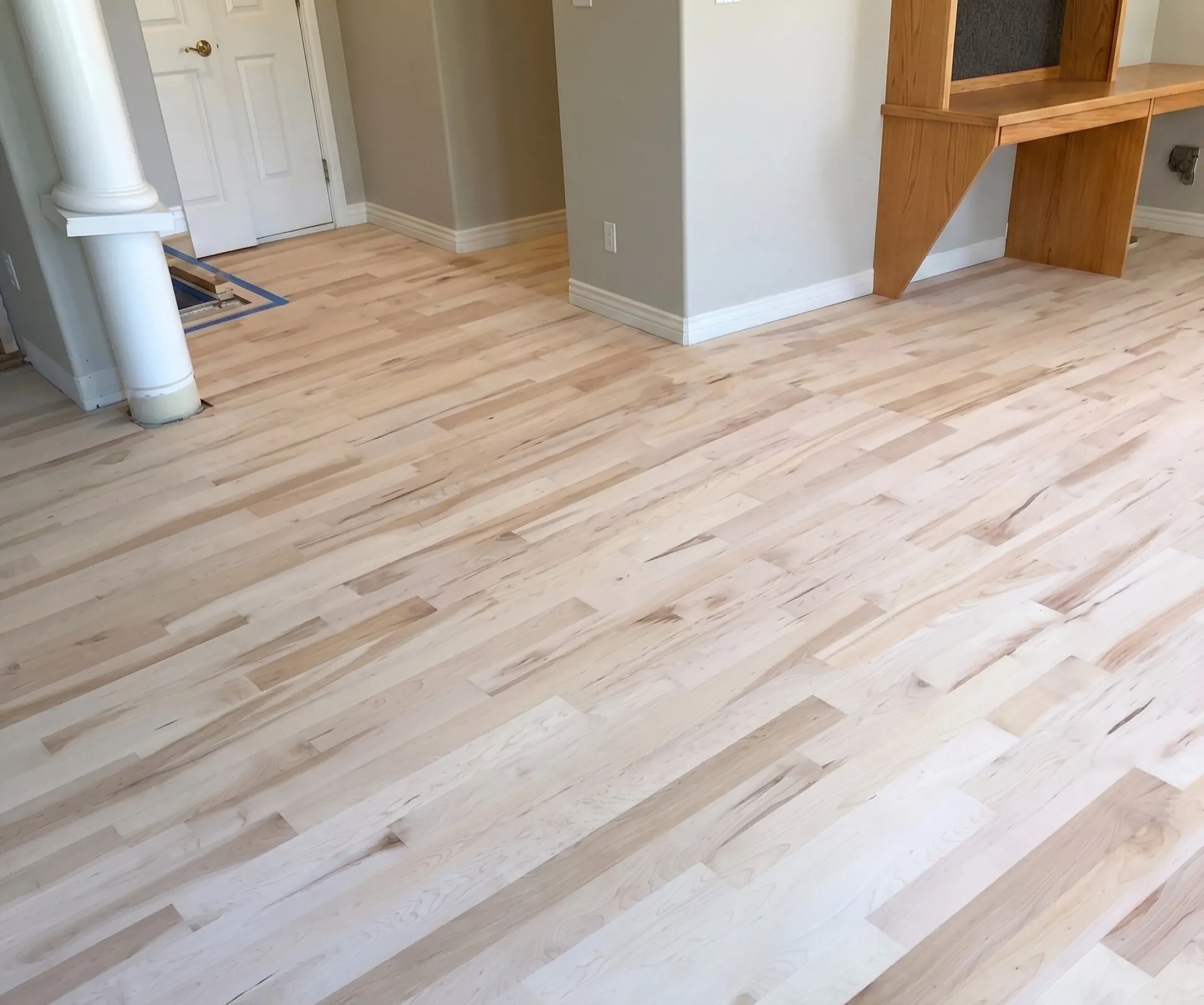 Living area with oak sanded back to its natural colour