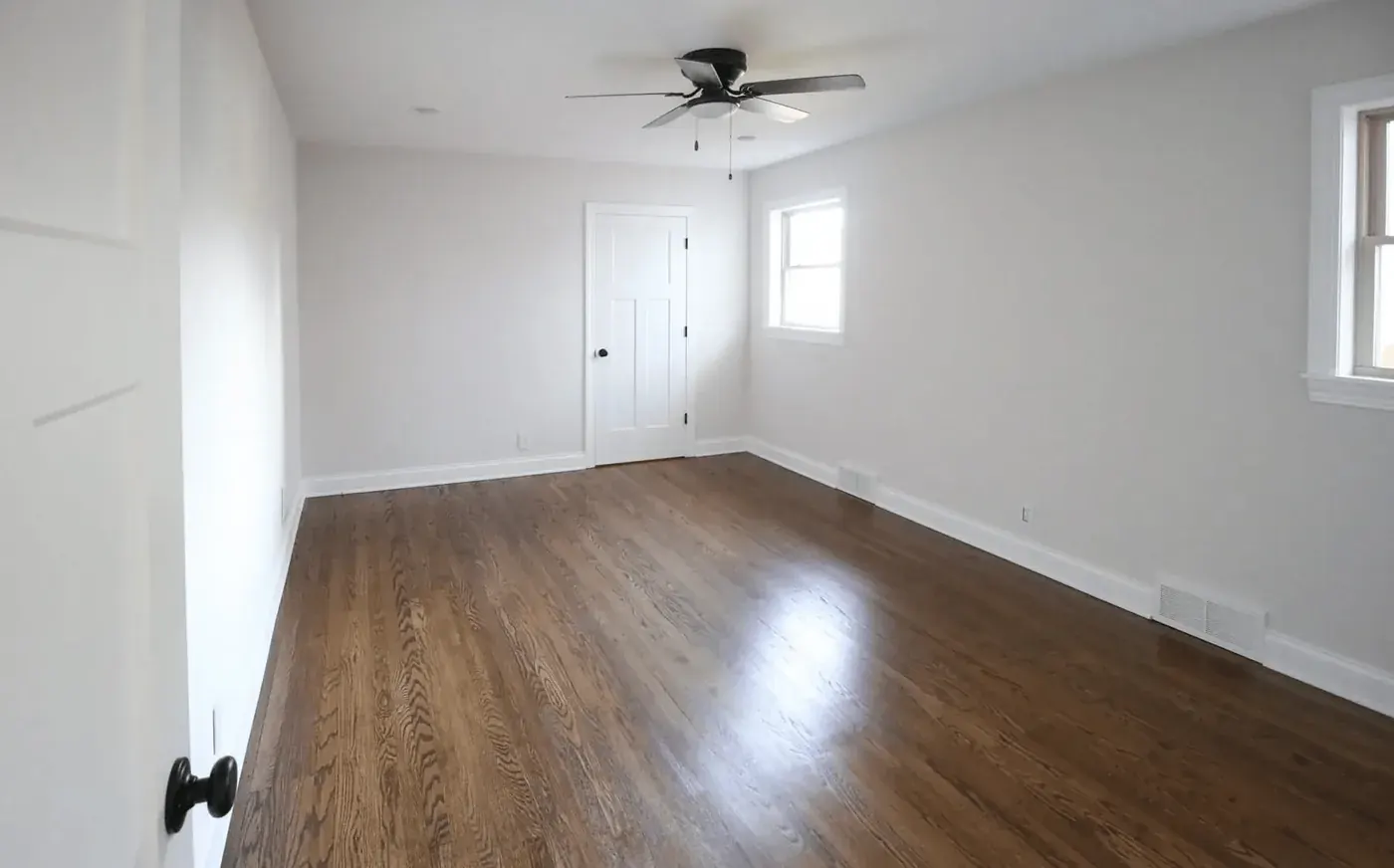 Hardwood floor in a bedroom
