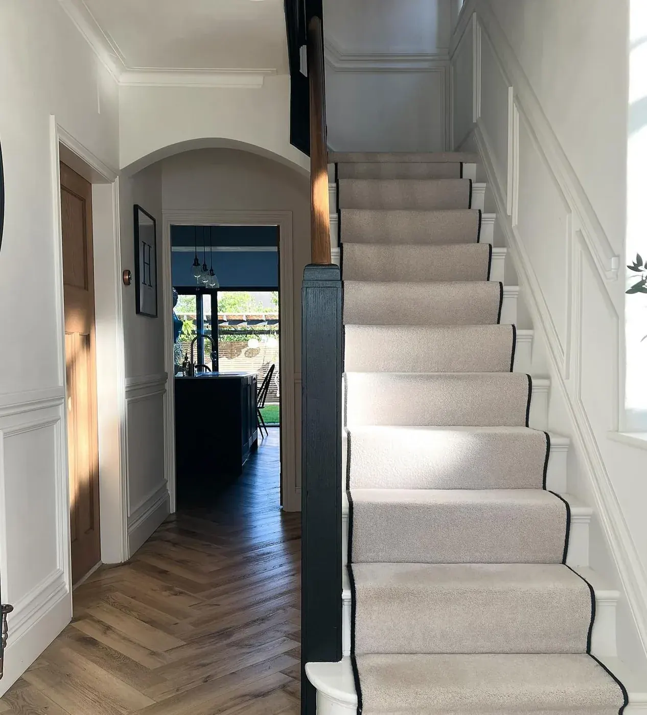 Staircase rebuilt with hardwood treads and new railings